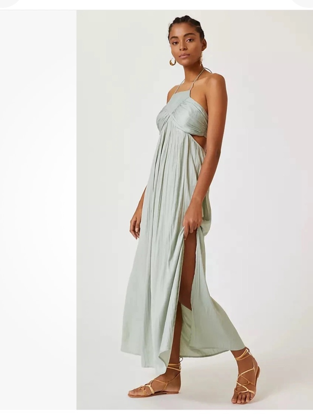 Anthropologie Sage Green Strappy Maxi Dress